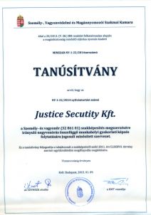 vagyonvédelmi cég tanúsítvány